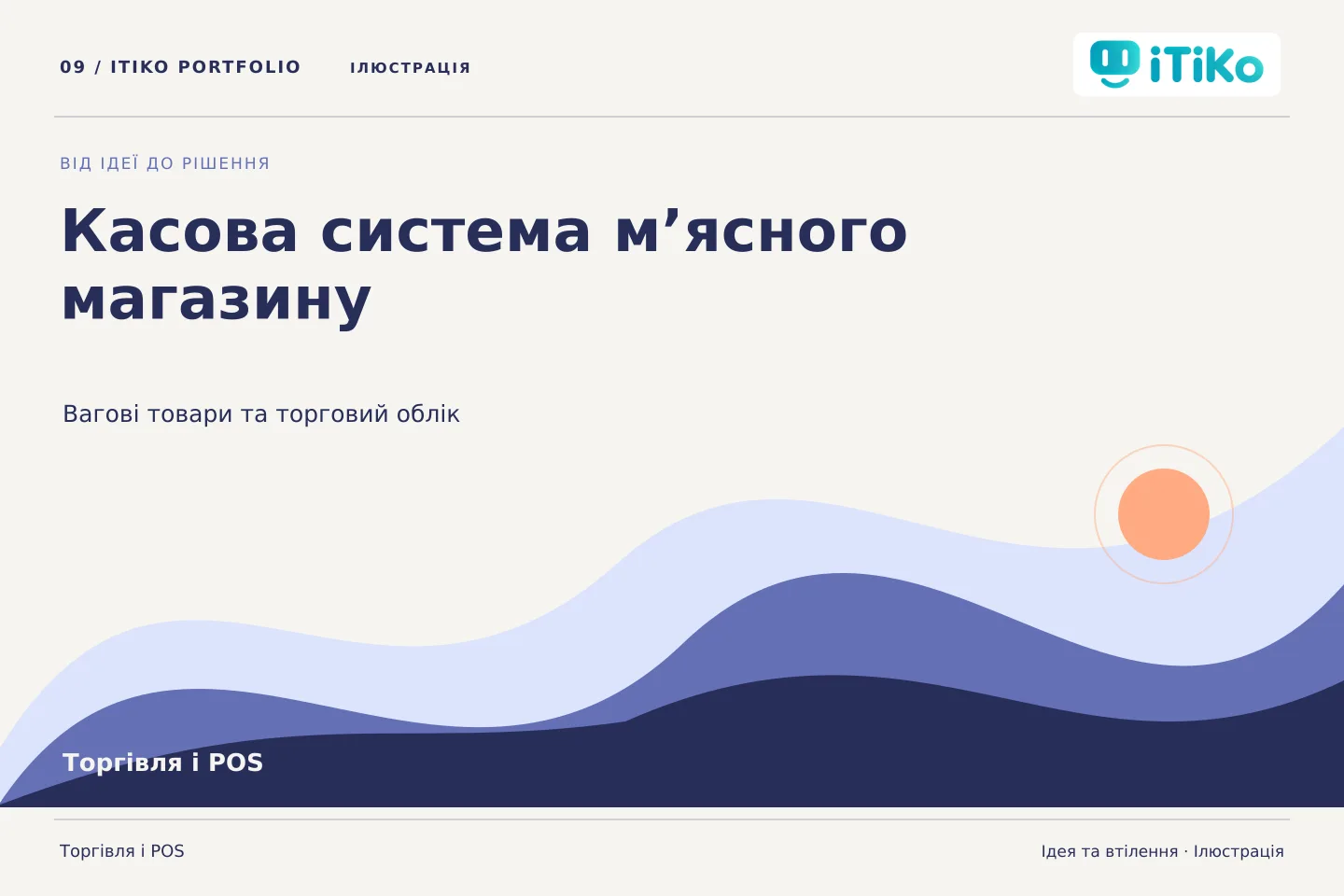 Касова система м’ясного магазину — ідея та втілення. Ілюстрація.