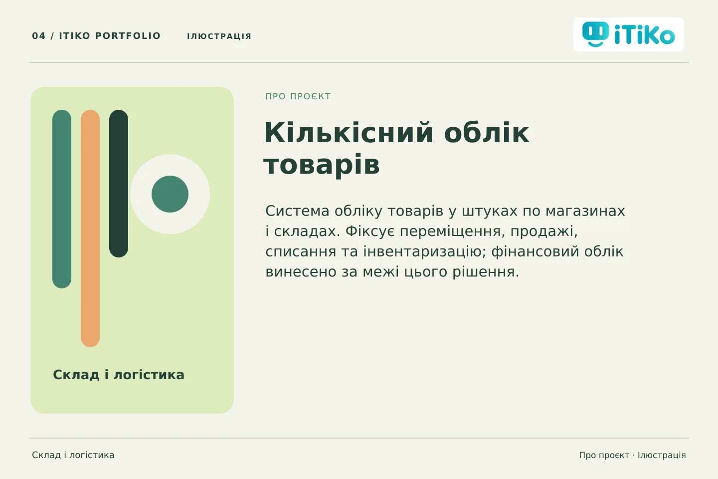 Кількісний облік товарів — про проєкт. Ілюстрація.