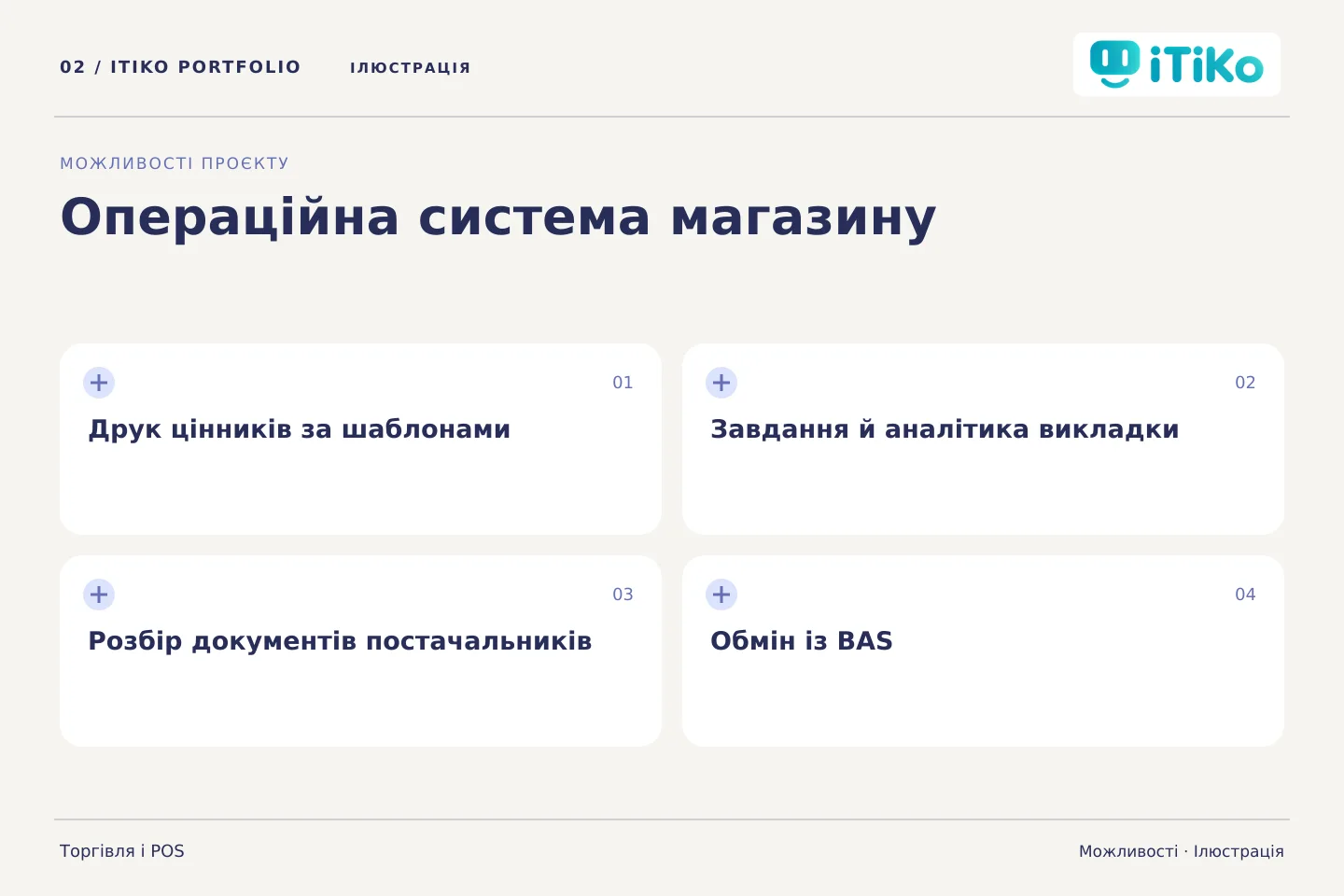 Операційна система магазину — можливості. Ілюстрація.