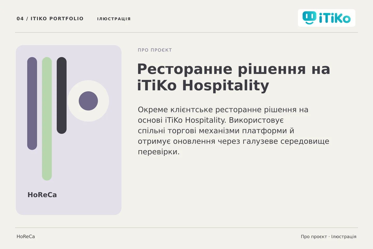 Ресторанне рішення на iTiKo Hospitality — про проєкт. Ілюстрація.