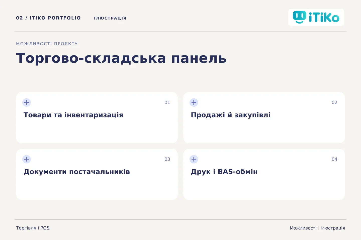 Торгово-складська панель — можливості. Ілюстрація.